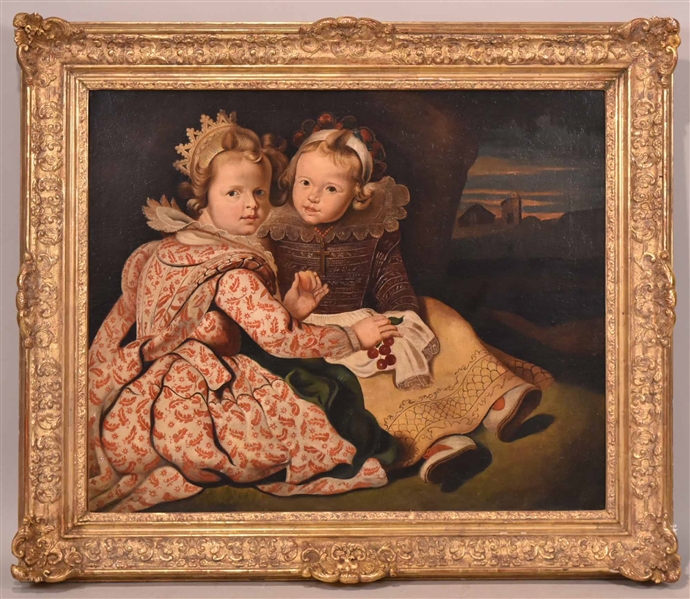 Oil on Canvas, Portrait of Two Young Children