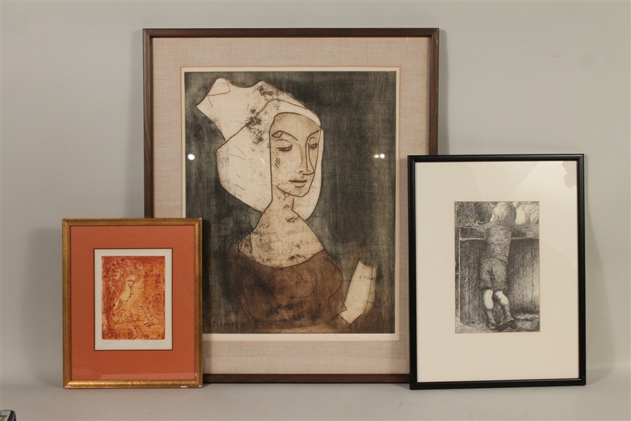 Two Lithographs of Women, Etienne Ret