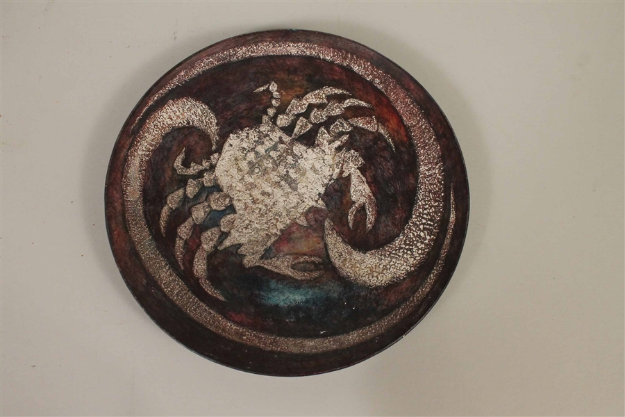 Mid Century Crab Decorated Earthenware Plate