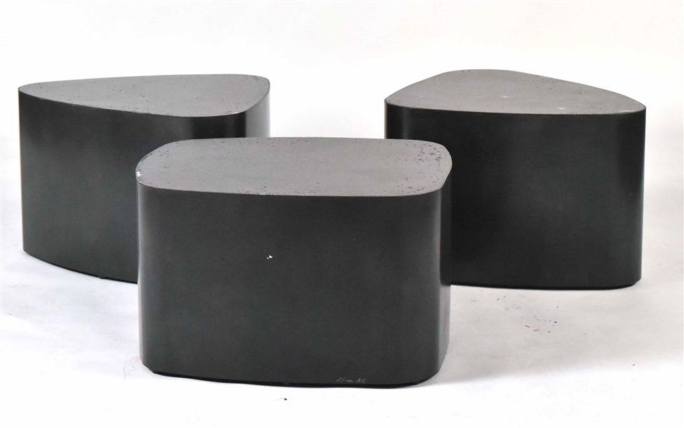 Set of Three Custom Black "Galet" Coffee Tables