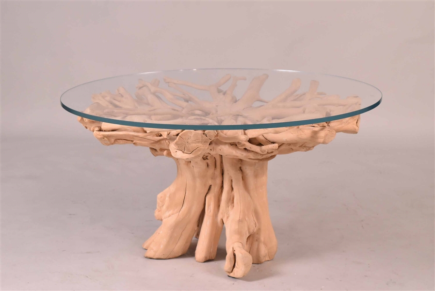 Root-Form Glass Top Coffee Table