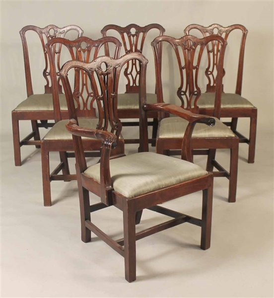 Six Chippendale Mahogany Dining Chairs