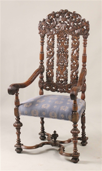 Baroque Carved Walnut Armchair