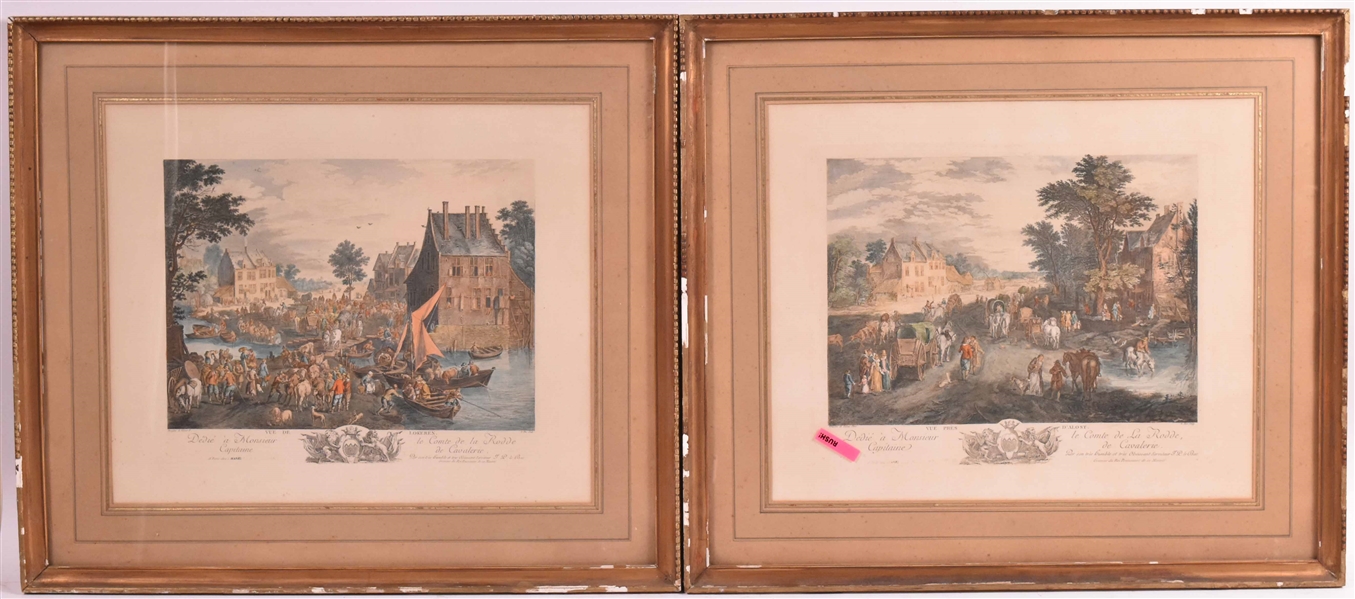 Pair of French Engravings of Village Scenes