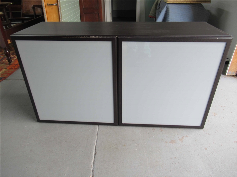 Modern Ebonized and Frosted Glass Low Cabinet