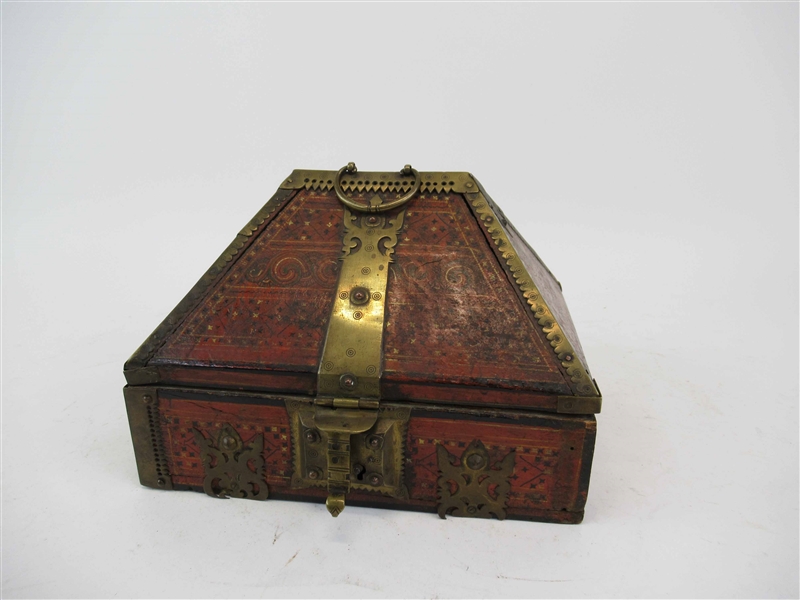 Painted Wood Brass Mounted Document Box