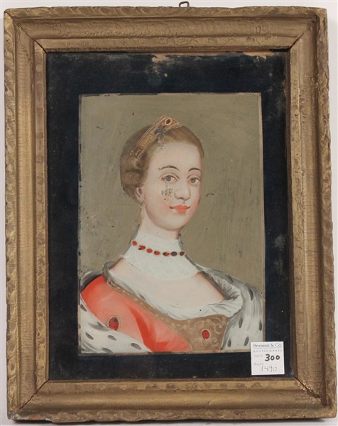 Eglomise Painted Portrait of a Royal Woman 