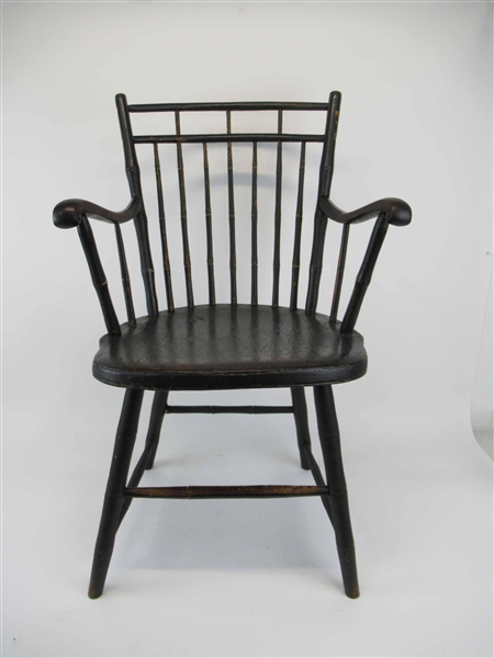 Antique Black Painted Windsor Armchair