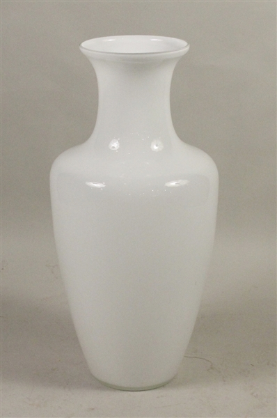 White Glass Baluster Form Floor Vase