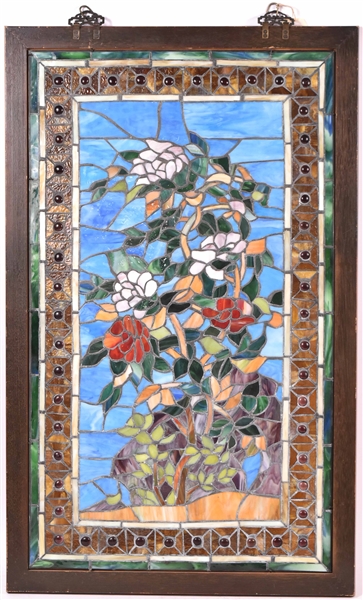 Stained Glass Panel of Flowers
