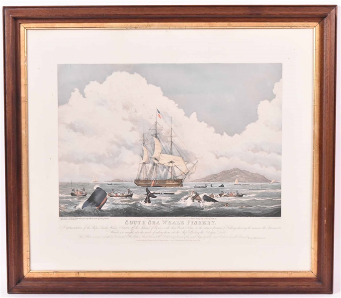Engraving, "South Sea Whale Fishery" W.J. Huggins