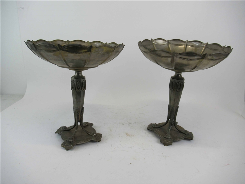 Large Pair of Brass Compotes