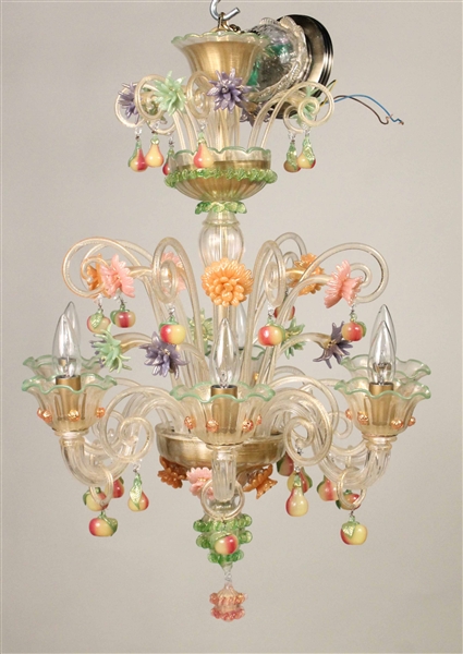 Venetian Style Color Glass Six Light Chandelier