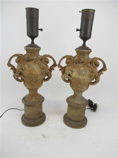 Pair of Terracotta Urn Form Vases
