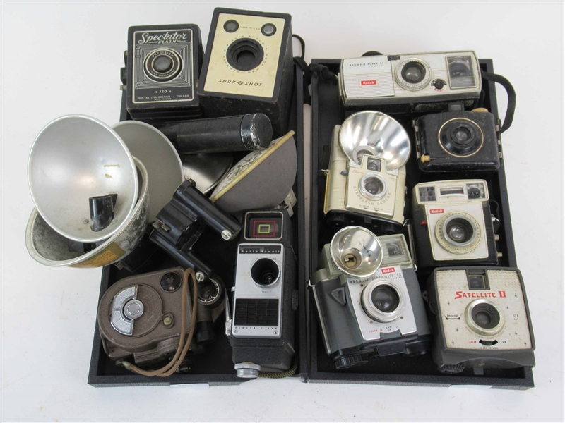 Vintage Group of Assorted Cameras and Flashes