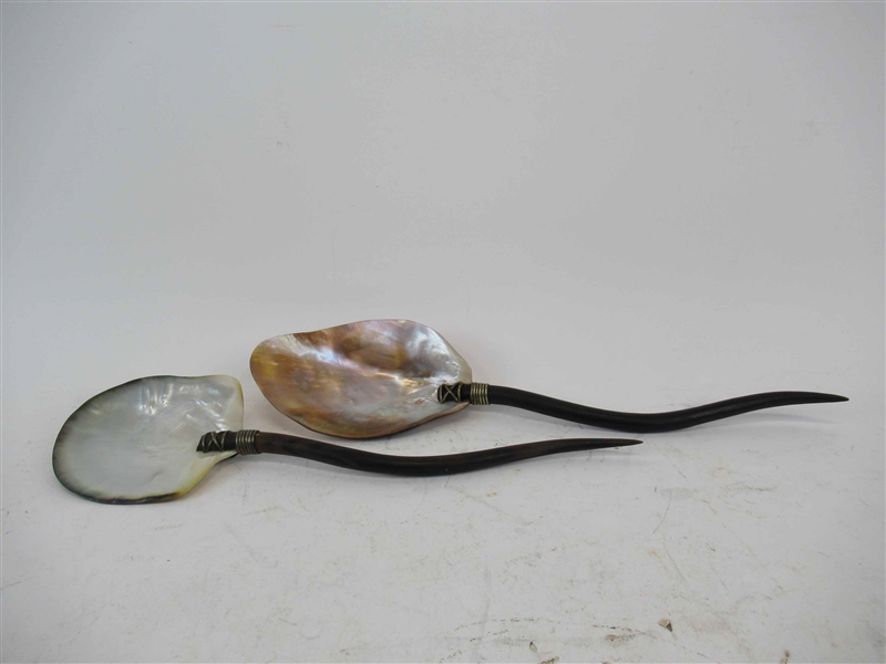 Set of Two Abalone Hand Crafted Serving Utensils