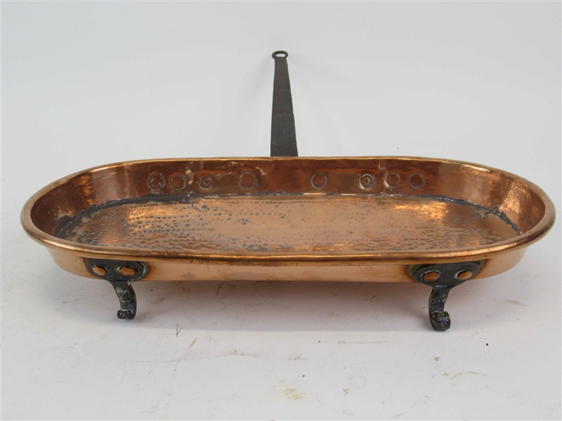 Antique Copper and Wrought Iron Warming Dish