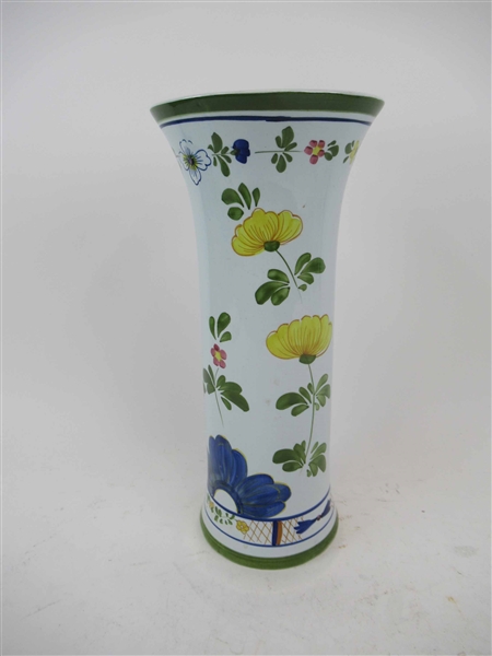 Italian Quimper Style Tall Vase