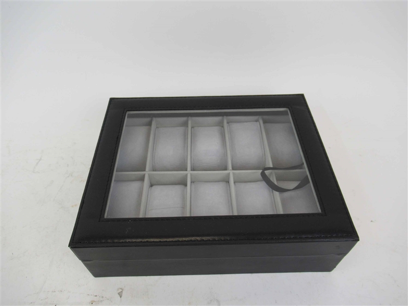 10 Slot Black and Glass Watch Case