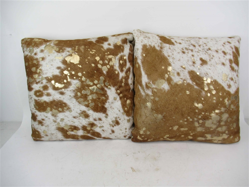 Pair of Cow Hide Decorative Pillows