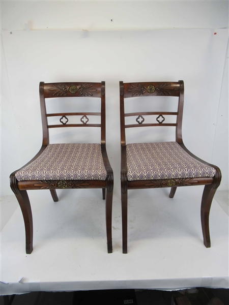 Pair of Regency Carved Side Chairs