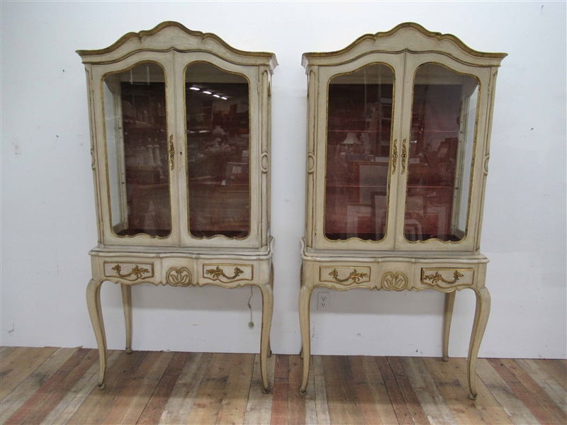 Pair of Louis XVI Style Curio Cabinets