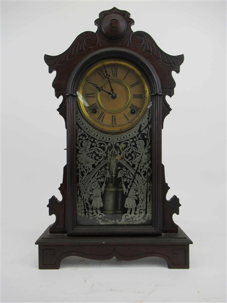 Antique Walnut Gingerbread Clock 