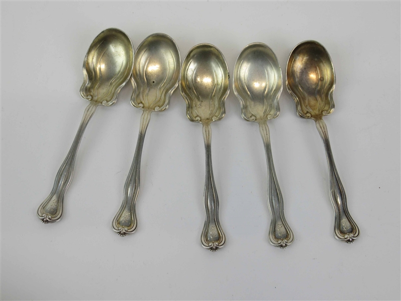 Set of Five Sterling Silver Small Sugar Spoons