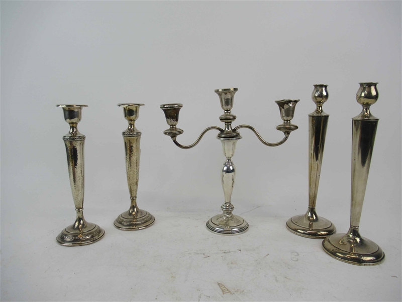 Two Pair of Sterling Silver Weighted Candlesticks