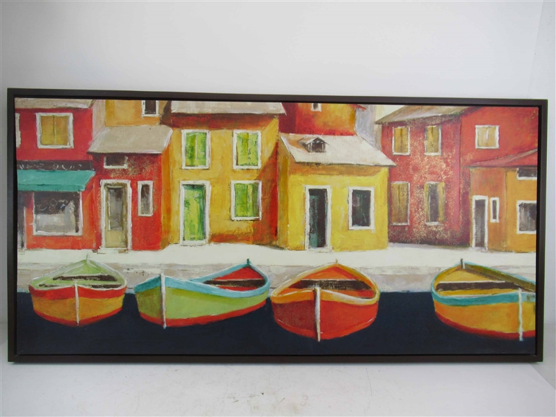 Giclee on Canvas of Boats on Canal