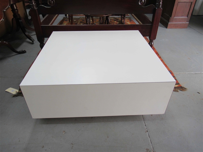 Large Modern White Formica Coffee Table