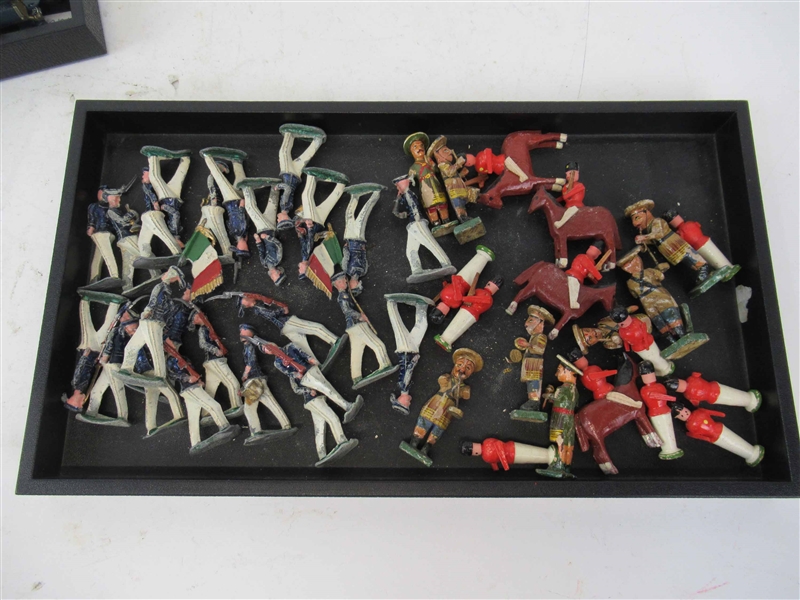 Lead Toy Soldiers Together with Wooden Figures