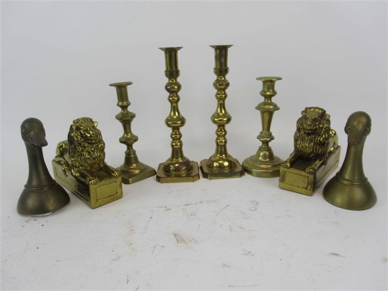 Assorted Brass Table Candlesticks