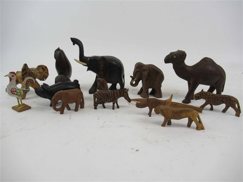Hardwood Hand-Carved Wooden African Animals