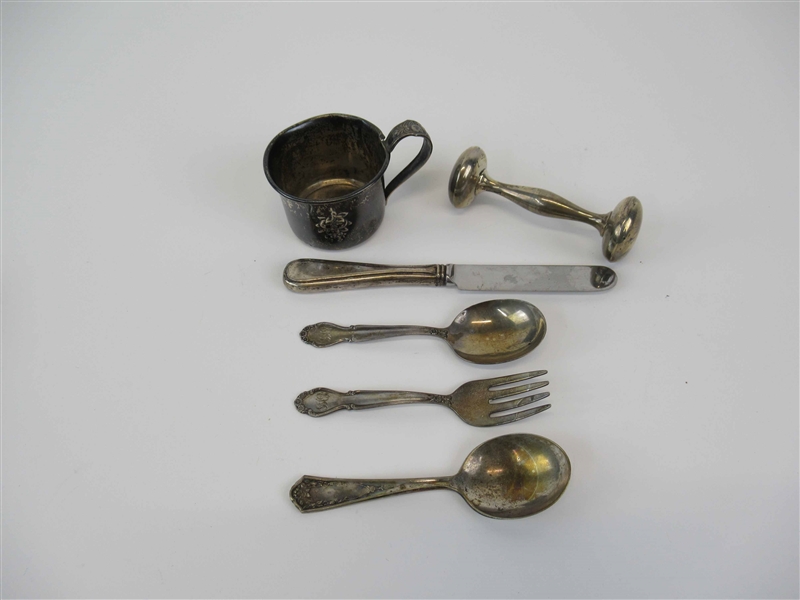 Sterling Silver Baby Cup and Rattle