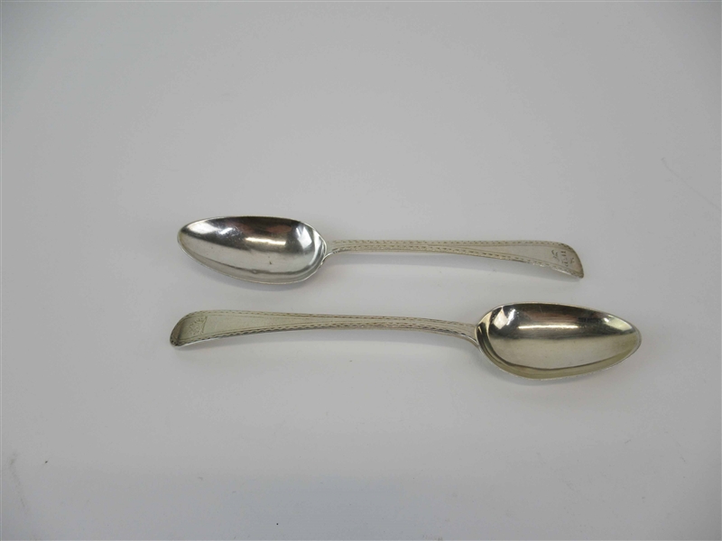 Two English Georgian Silver Place Spoons