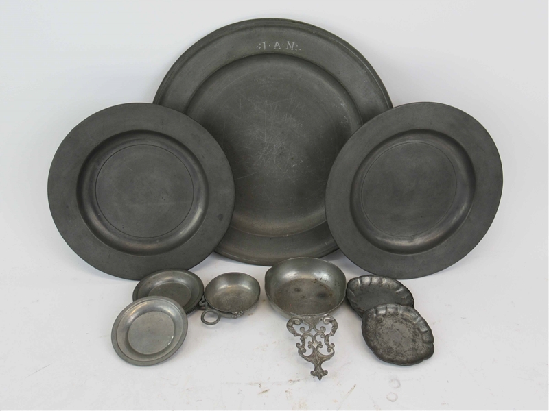 Assorted Pewter Chargers & Plates