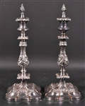 Pair of Silver Plated Candlesticks with Finials