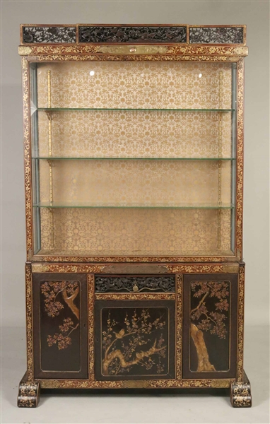 Chinese Export Carved Hardwood Display Cabinet