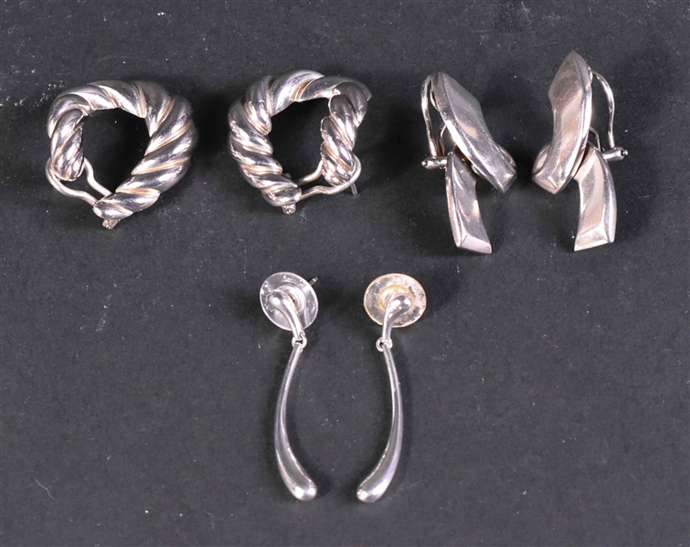 Three Pair Tiffany & Co Sterling Silver Earrings