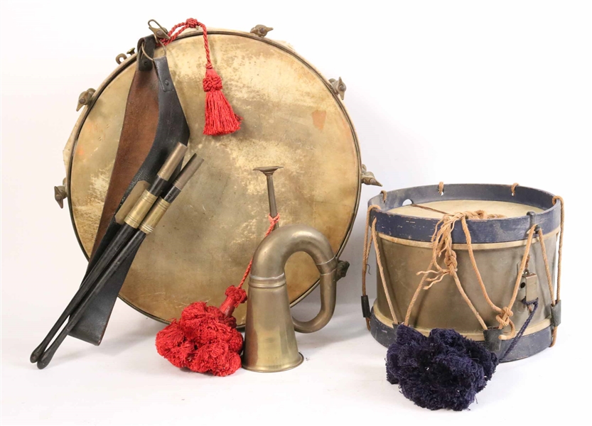 Two Wood and Metal Military Drums