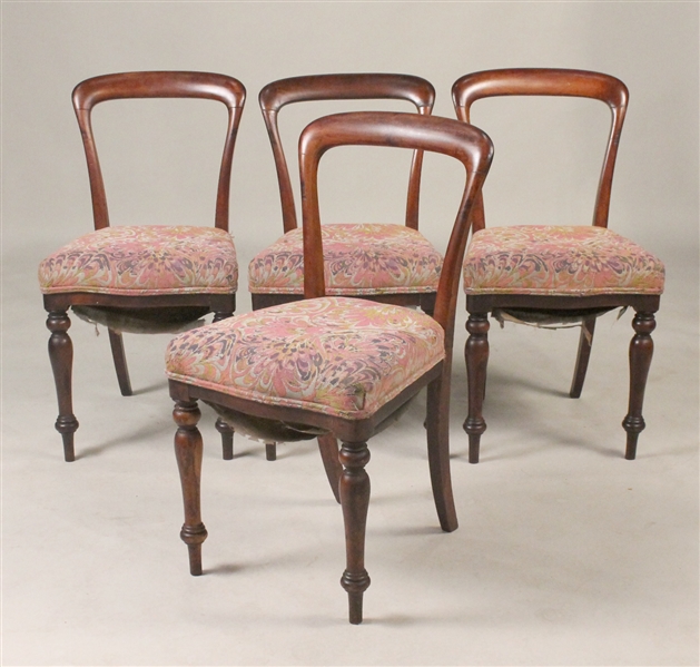 Four Victorian Mahogany Balloon Back Side Chairs
