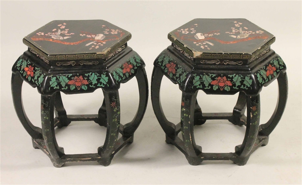 Pair of Chinese Lacquer Stools
