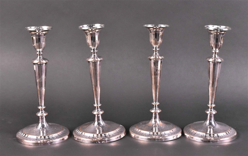 Four George III Silver Old Sheffield Candlesticks