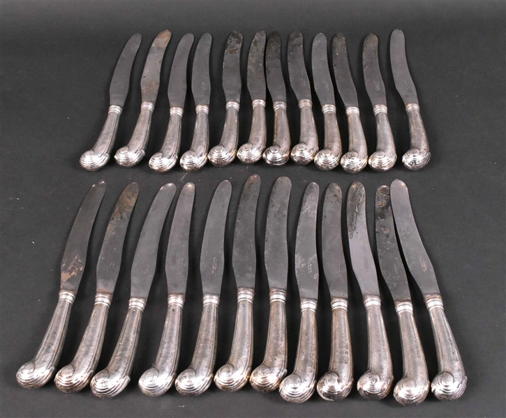 Set of Twenty Four Silver Pistol Handled Knives
