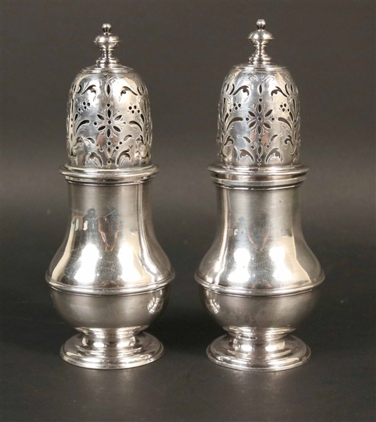 Pair of English Georgian Silver Casters