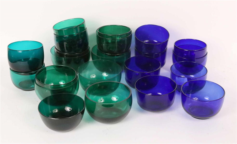 Green & Blue Blown Glass Finger Bowls