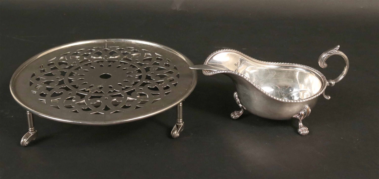 English Silver on Copper Sauceboat 