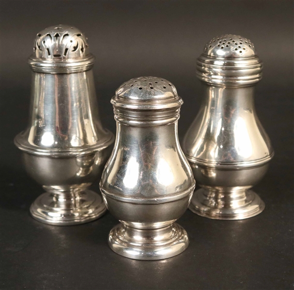Two English Georgian Silver Pepper Casters