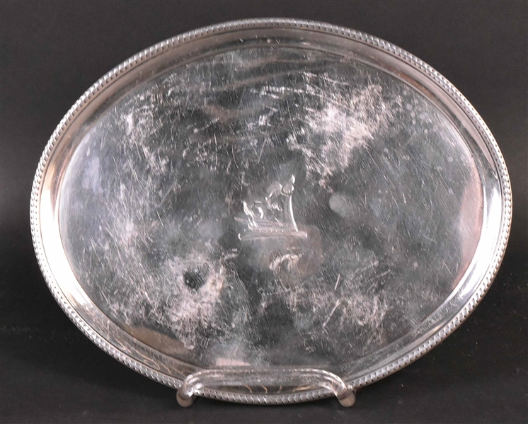 English Georgian Silver Oval Footed Salver